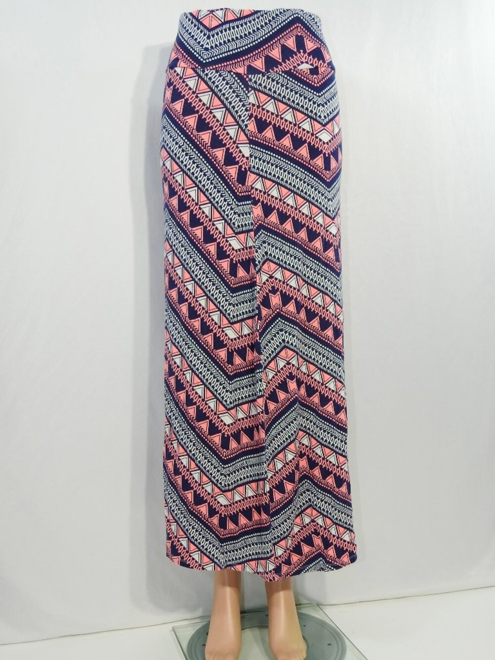 Charlotte Russe Sz S Maxi Skirt Geometric Flowy Womens Pink Blue Cottagecore